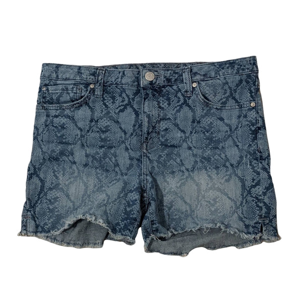 Seven7 Snakeskin Pattern Denim Cutoff Blue Jean Shorts Women's Size 12 - Picture 1 of 2